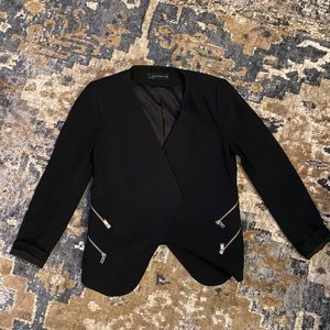 Zara Black Zipper Detail Blazer